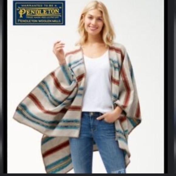 Pendleton Aztec Southwest Wool Cape Poncho Tommy Bahama - Picture 2 of 12
